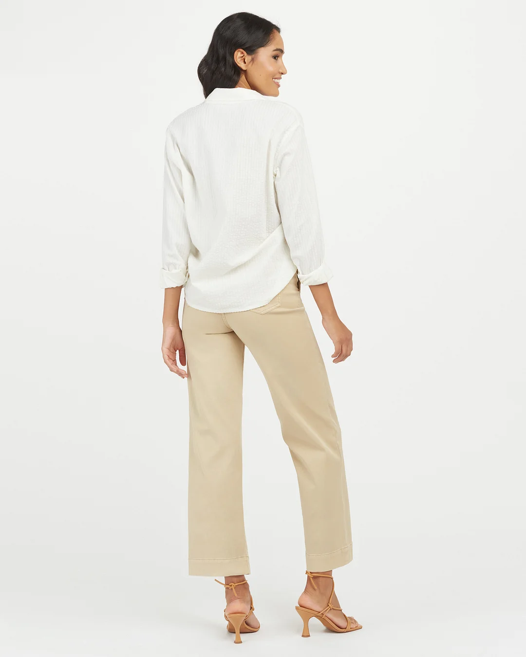 Stretch Twill Cropped Wide Leg Pant
