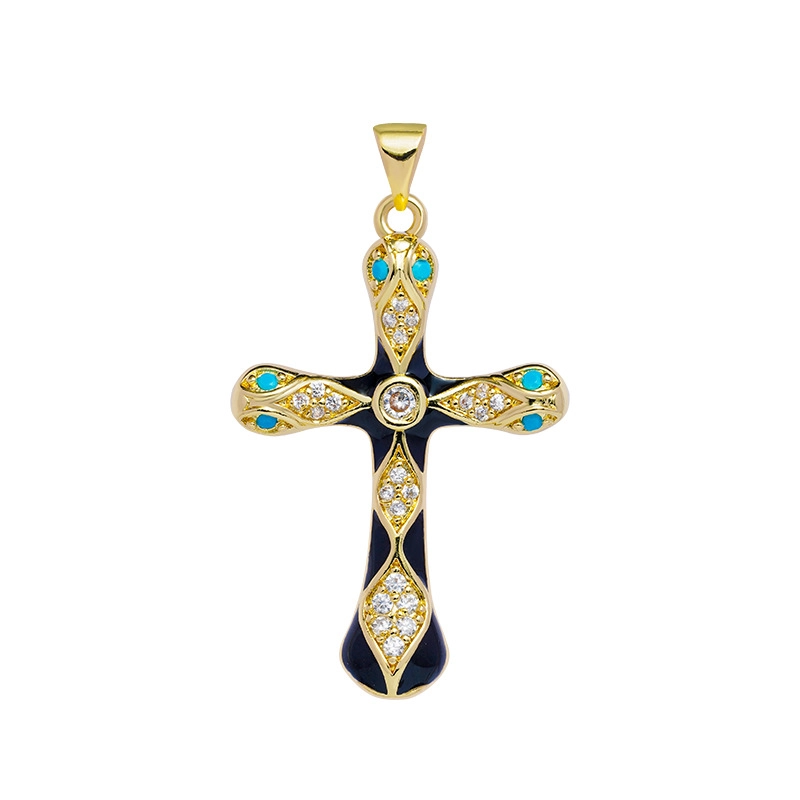 1 Piece Copper Rhinestones Cross Pendant