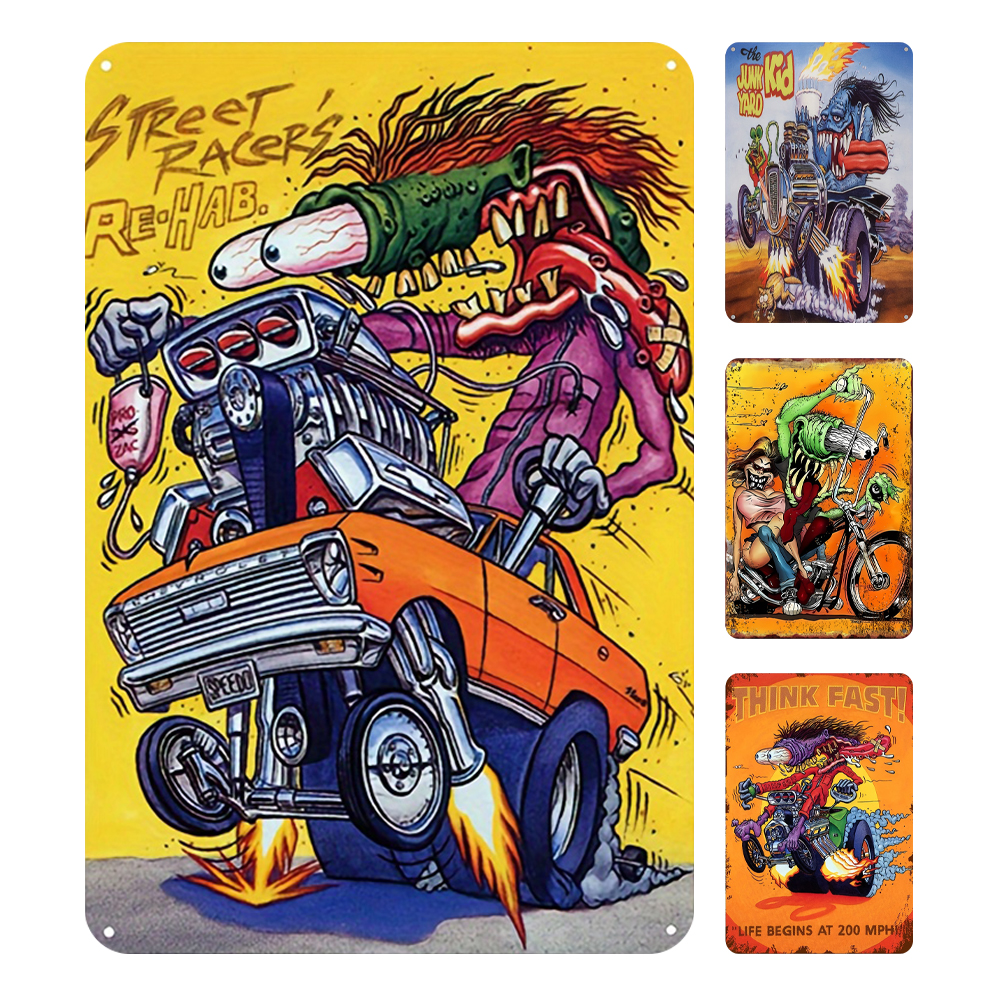 (Multi Style)Metal Plate Cartoon Rat Fink - Metal Tin Signs(12*16Inch)