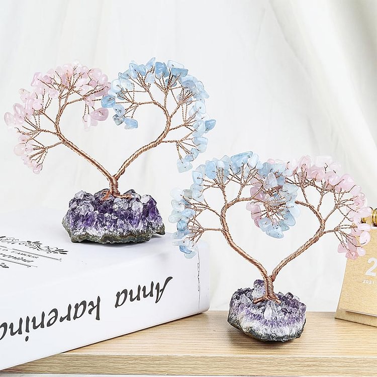 Natural Crystal Stone Love Feng Shui Tree