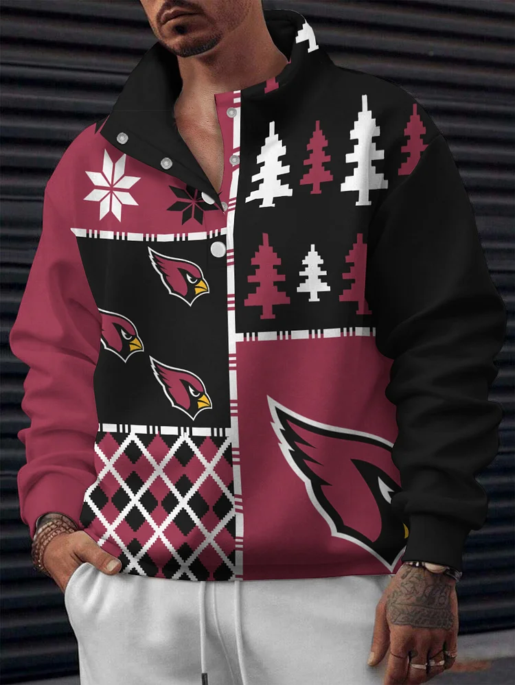 Arizona Cardinals  2025 New Design Casual Snap  Mockneck Pullover