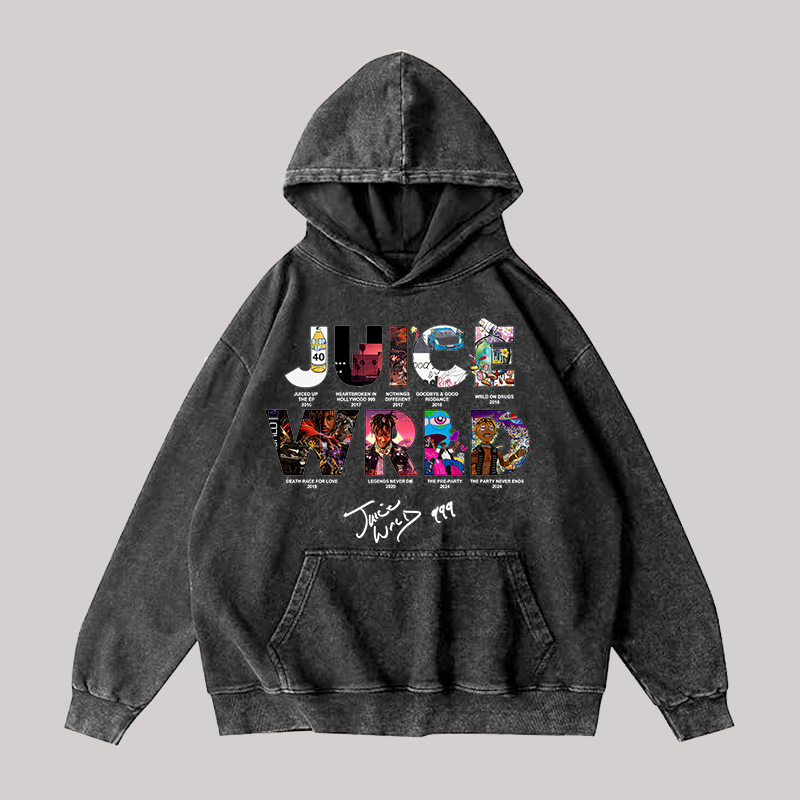 Ju1ce W4ld Permanent License Of Travel Printed Men's Washed Hoodie