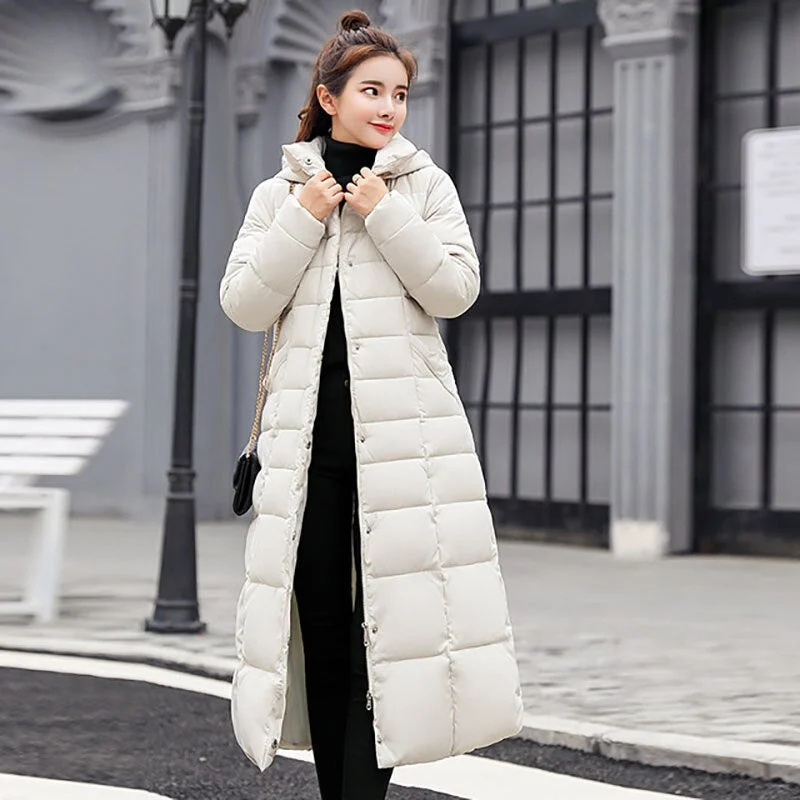 NEEDBO Winter Jacket Women with Fur Hood Plus Size Warm Long Winter Jacket and Coat for Women Doudoune Down Coat Lady Parka