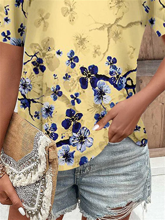 Women Half Sleeve V-neck Solid Color Dress