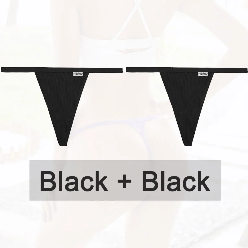 Billionm 2PCS/Set Women Sexy Cotton Panties Solid Color Underwear G-String Hollow Breathable Underpants Female Intimates Lingerie