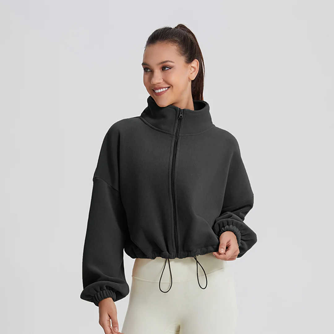 Padded loose stand-up collar casual sweatshirt