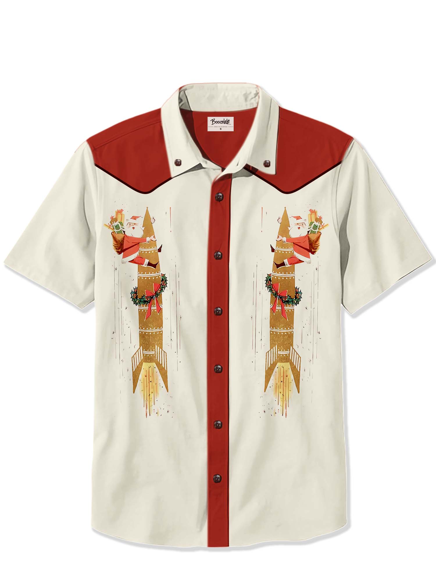 Christmas Rocket And Santa - 100% Cotton Shirt