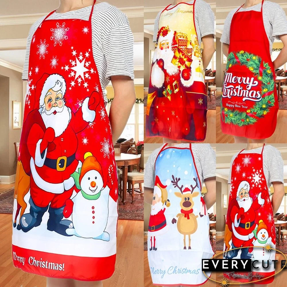 Christmas Reindeer Santa Apron Adult Men And Women Party Decoration Kitchen Cooking Baking Cleaning Apron