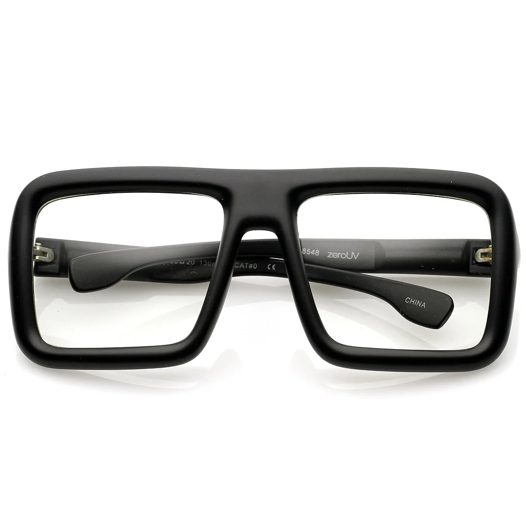 Oversize Bold Thick Frame Clear Lens Square Eyeglasses 58mm