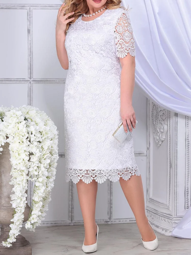 Women's Embroidery Lace Party Dress Mom's Wedding Dress