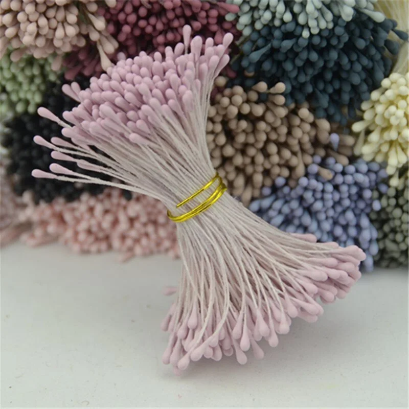 400pcs 1mm Retro Matte Double Heads Mini Flower Stamen Pistil Wedding Decoration DIY Fake Christmas Scrapbooking Gift box craft