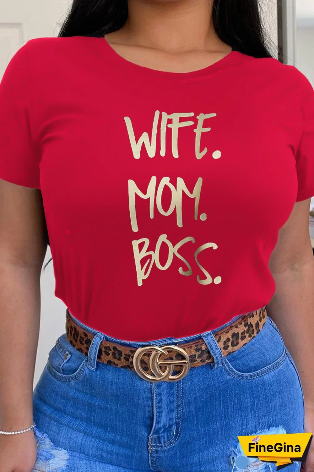 White Casual Street Print Patchwork Letter O Neck T-Shirts