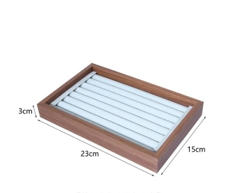 Modern Style Rectangle Wood Flannel Jewelry Rack