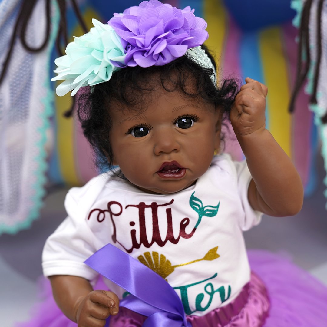 20 Inches African American Happy Children's Day Realistic Cute Black Silicone Baby Doll with Name Daisy Toy 2023 -Creativegiftss® - [product_tag] Creativegiftss®