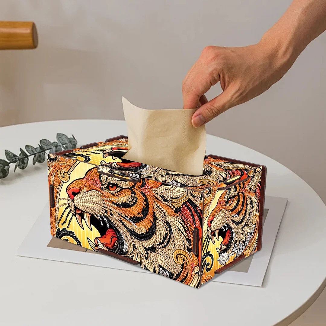 Wooden Diamond Painting Tissue Box for Home and Office Decoration (ZJH025)