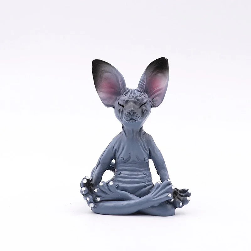 Sphinx Whimsical Buddha Cat Figurine Sphinx Meditation Cat Meditate Art Sculptures Outdoor Garden Statues Figurines  Статуэтки
