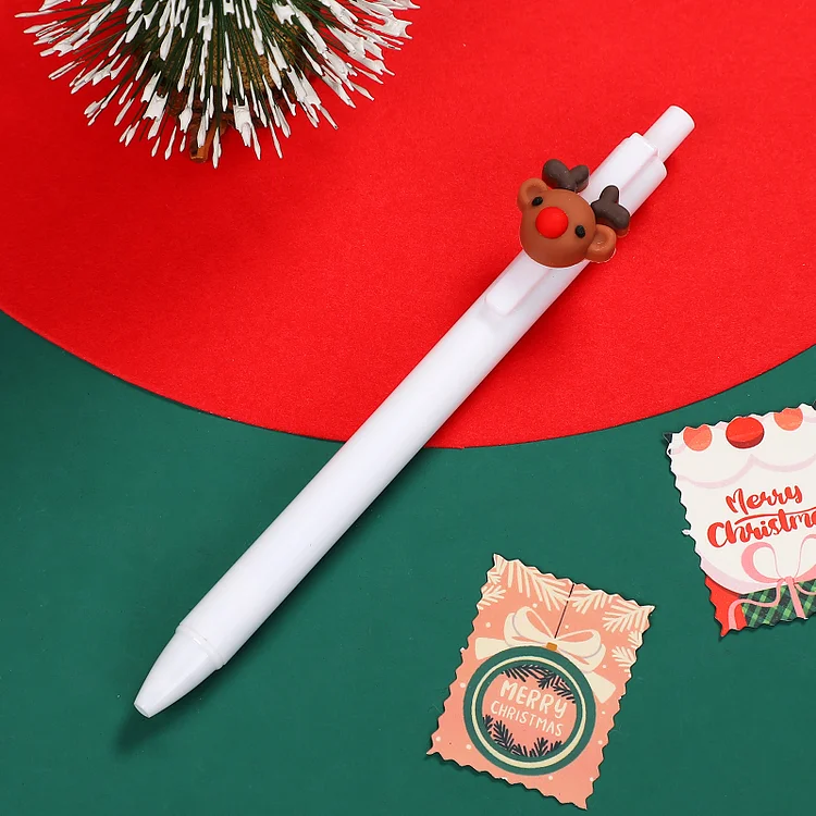JOURNALSAY 1Pcs Merry Christmas Cartoon Gel Pen 0.5mm Black Ink Retractable Press Ballpoint