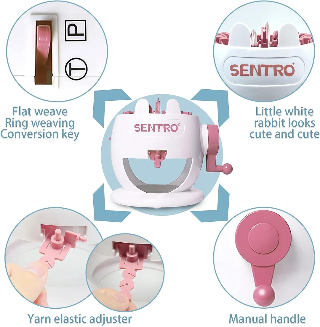 SENTRO Knitting Machine 48 Needles, Smart Knitting Crochet Machine, Double Crocheting Machine Kit,Circle Knit Loom Machine with Row Counter and Hand Crank