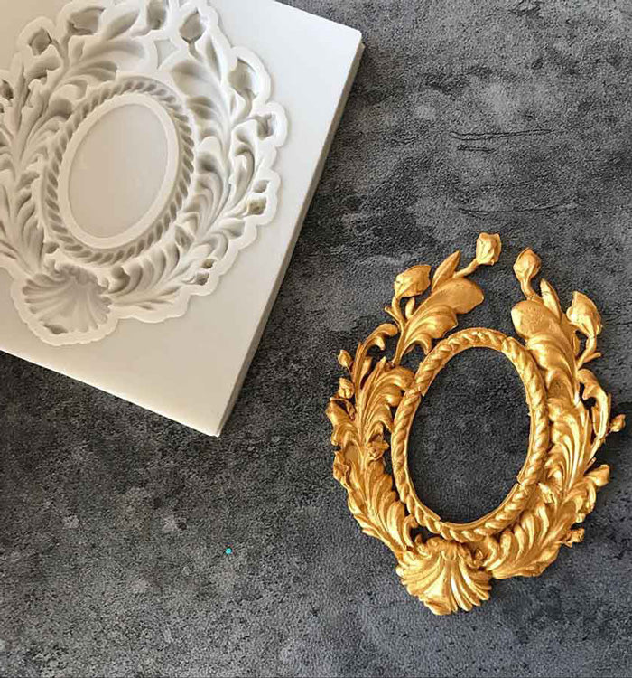 Vintage Embossing Mirror Frame Border Silicone Fondant Cake Mould