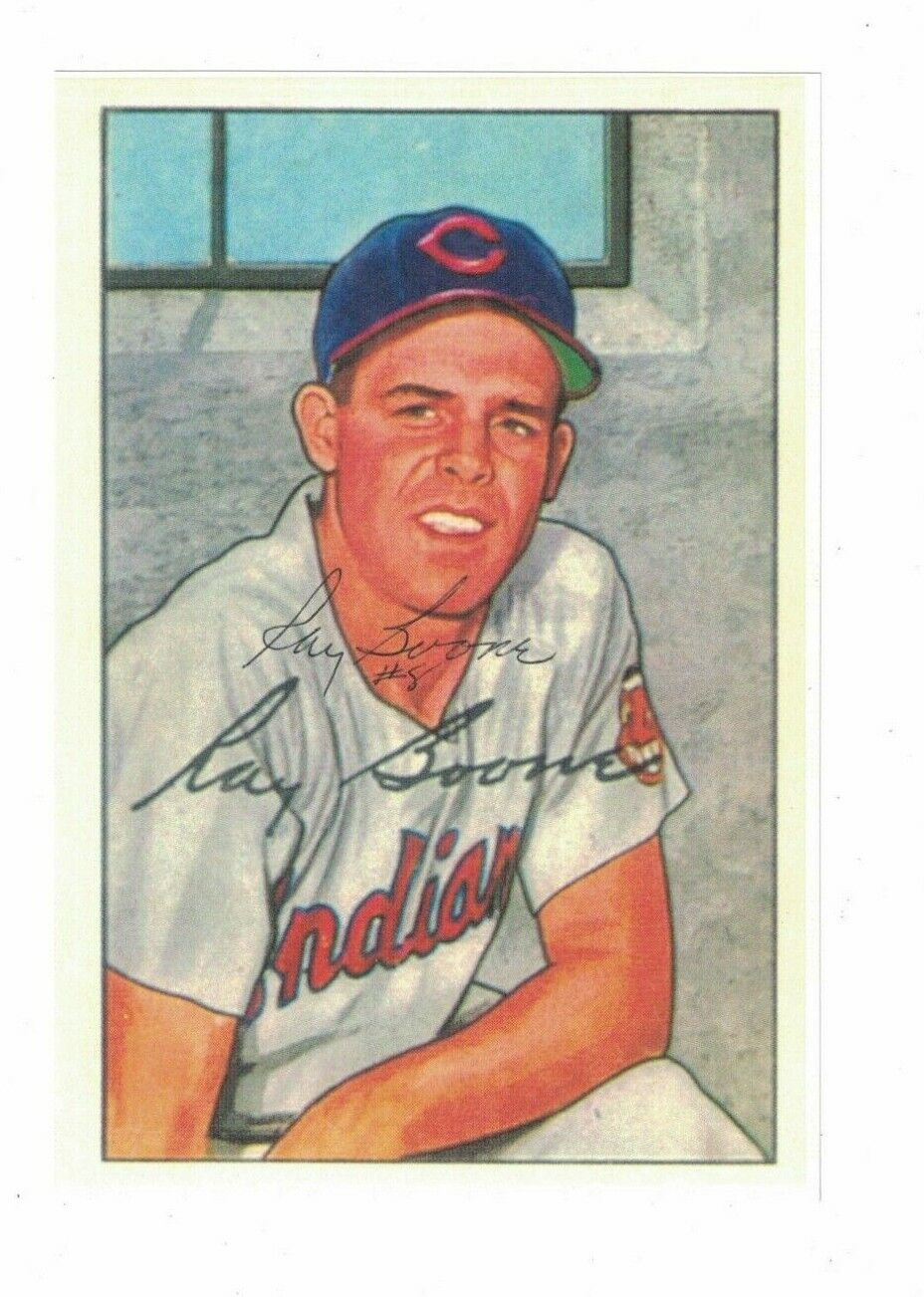 Ray Boone Cleveland Indians Signed Blow Up Bowman Paper Photo Poster painting W/Our COA