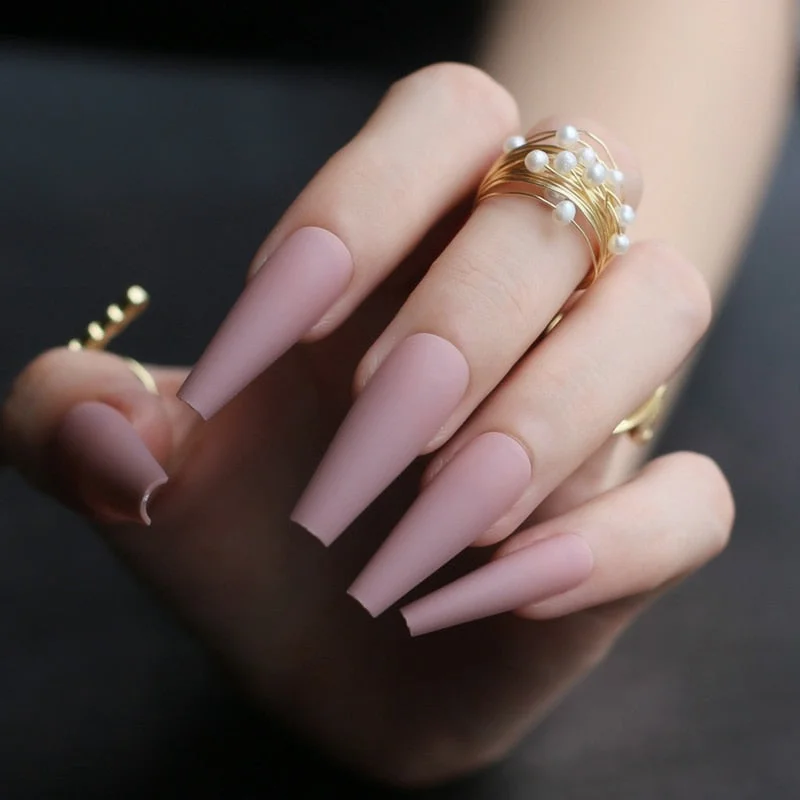 Extra stunning fasle nails Nude Long Luxury Coffin Matte Medium Acrylic nails salon 20pcs fake nails ballet Classic available