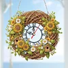 DIY Sunflowers Bird Nest 5D Hanging Clock Art Craft for Bedroom Decor