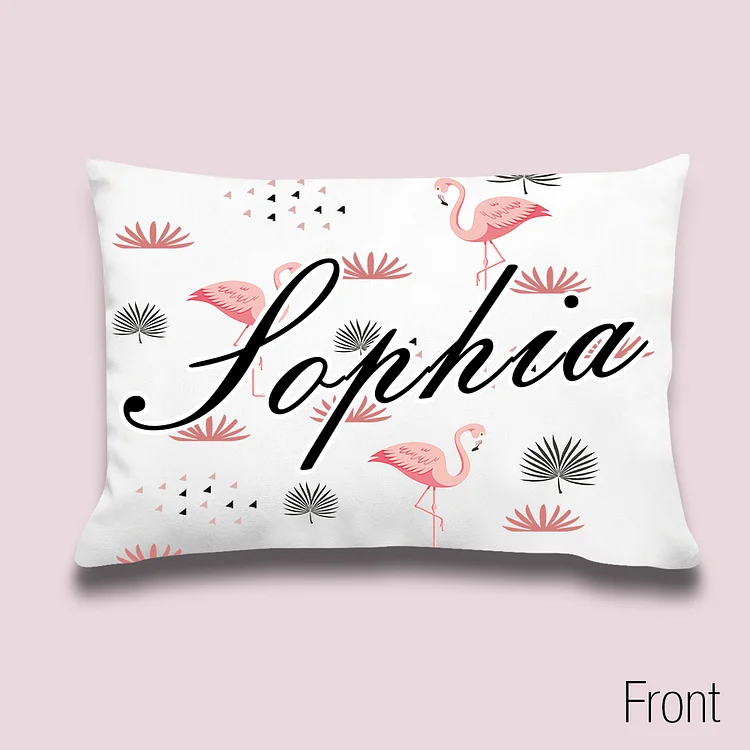 BlanketCute-Personalized Lovely Bedroom Flamingo Pillowcase with Your Kid's Name
