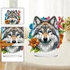 (US Local)DIY Double Sided Effect Special Shaped Flower Wolf DIY Double Sided Effect Diamond Painting Desktop Decorations Kit