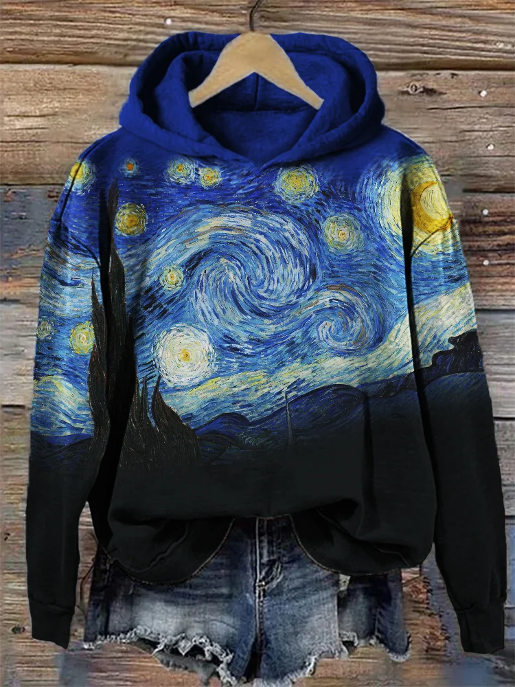 Comstylish Starry Night Gradient Contrast Cozy Hoodie