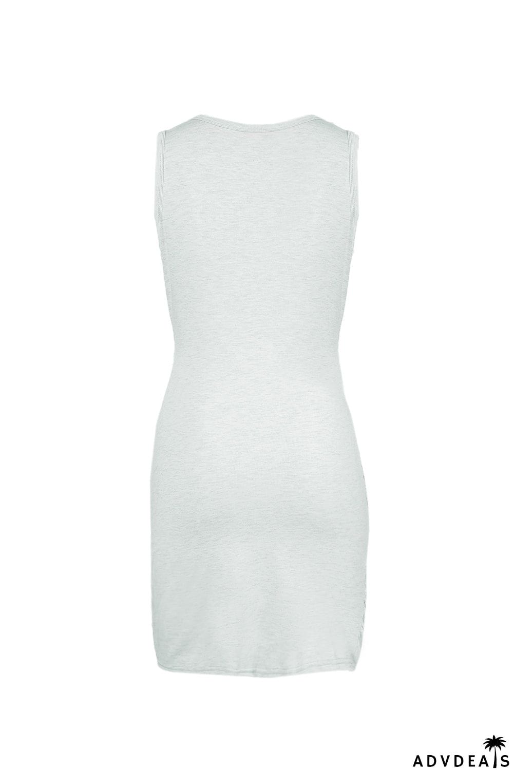 Burgundy Crew Neck Sleeveless Twist Hollow-out Bodycon Mini Dress