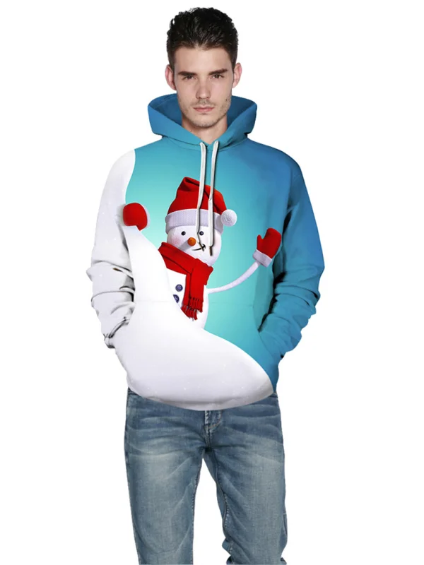 Christmas Print Long Sleeve Loose Hoodie Flusfy