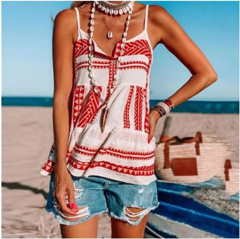 Printed Chiffon Beach Stripe Women's Suspender