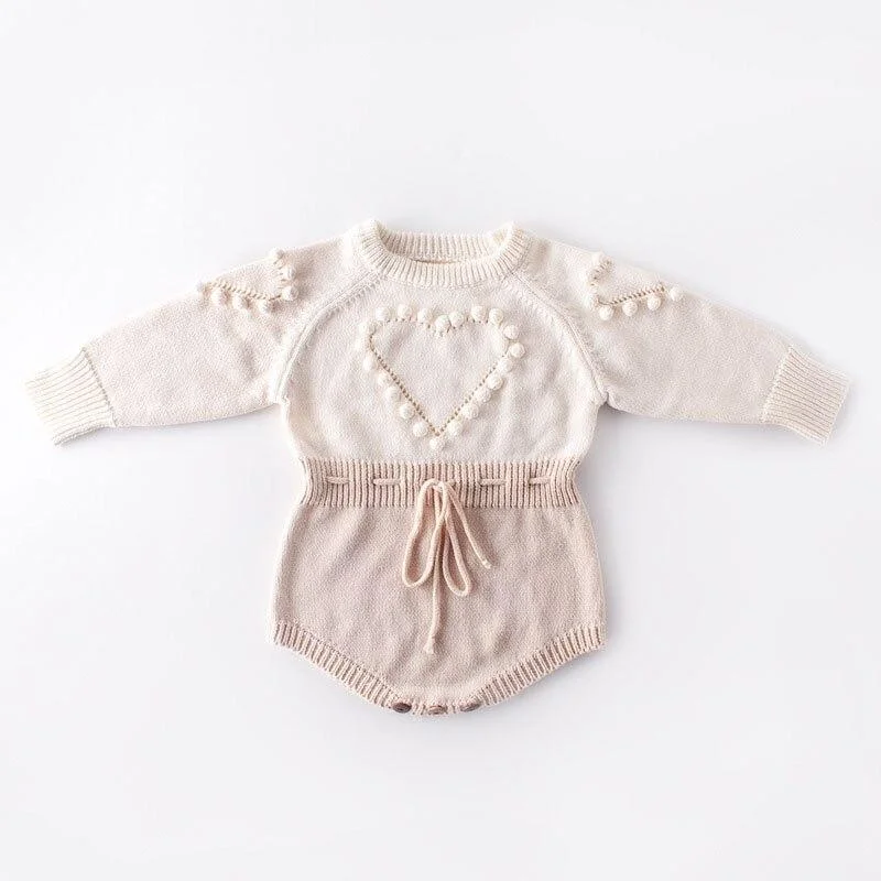 Spring Autumn Newborn Girls Lotus Leaf Collar Floral Jumpsuits Clothes Baby Knit Rompers Knitted Long Sleeve Children Rompers