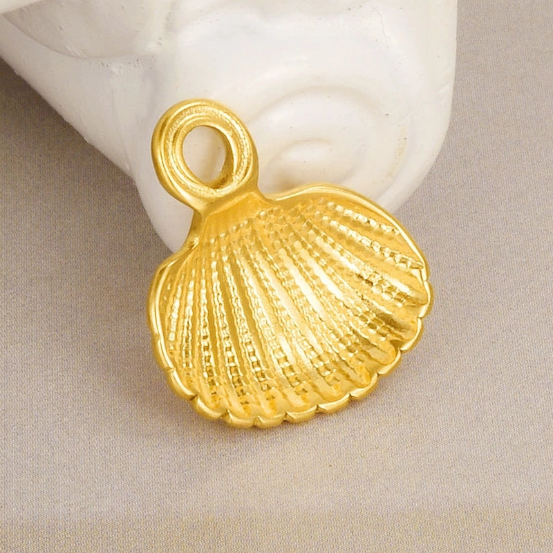 1 Piece 304 Stainless Steel 18K Gold Plated Shell Pendant