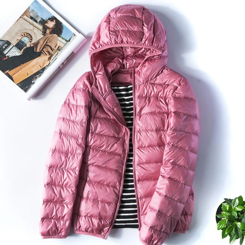Autumn Winter Women Ultralight Thin Down Jacket White Duck Down Hooded Jackets Female Warm Coat Down Parka Portable Outwear