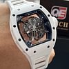 Richard Mille RM055 Bubba Watson White Ceramic Watch Black Ceramic Skeleton dial white Rubber Strap Super Clone