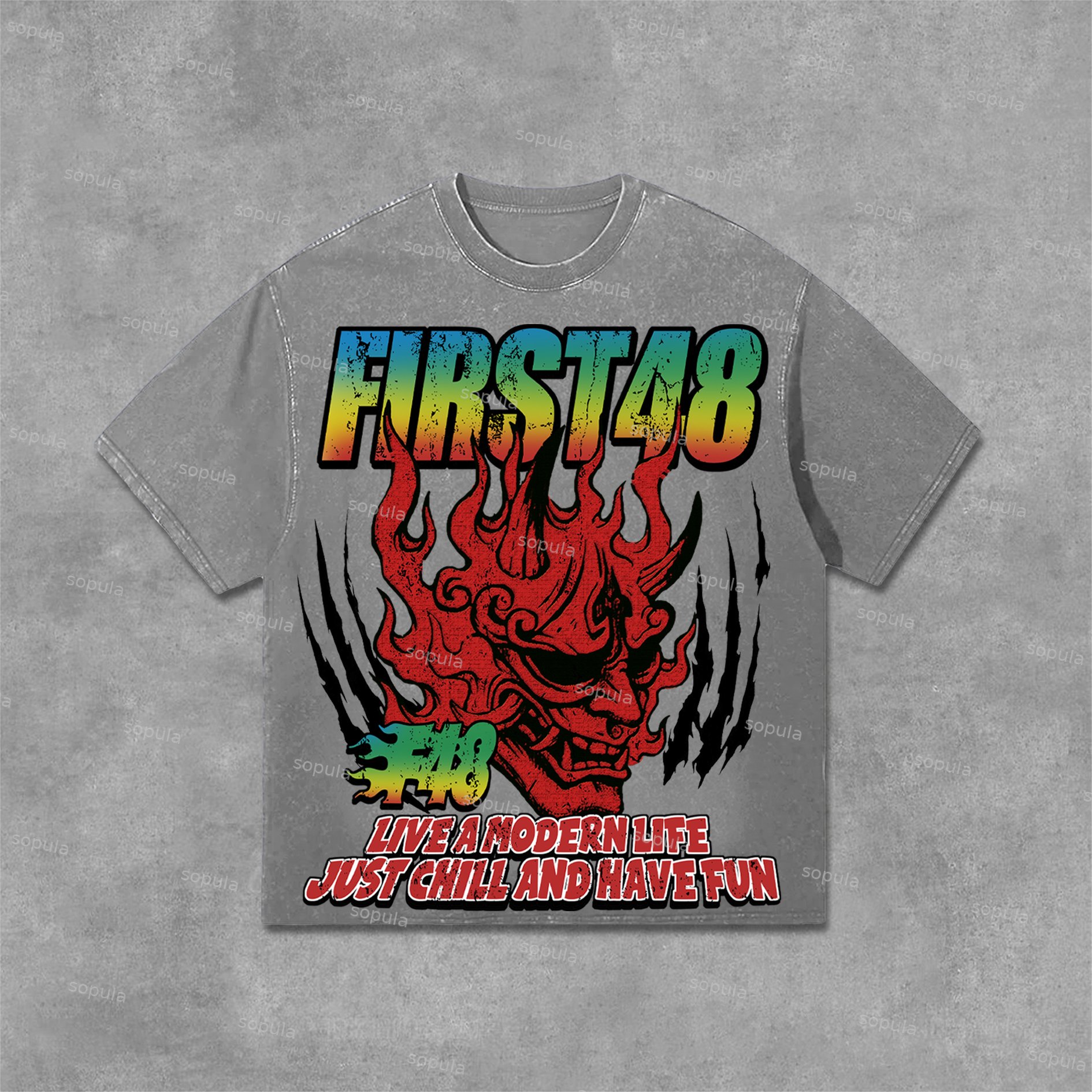 Sopula First48 Graphic Print Washed T-Shirt - SOPULA
