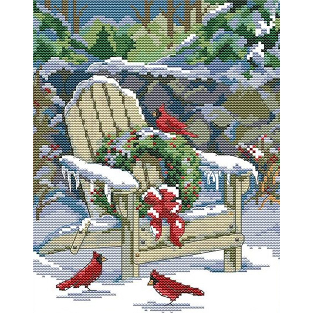 

Xmas Snow Scene - 11CT Stamped Cross Stitch - 27*38CM, 501 Original