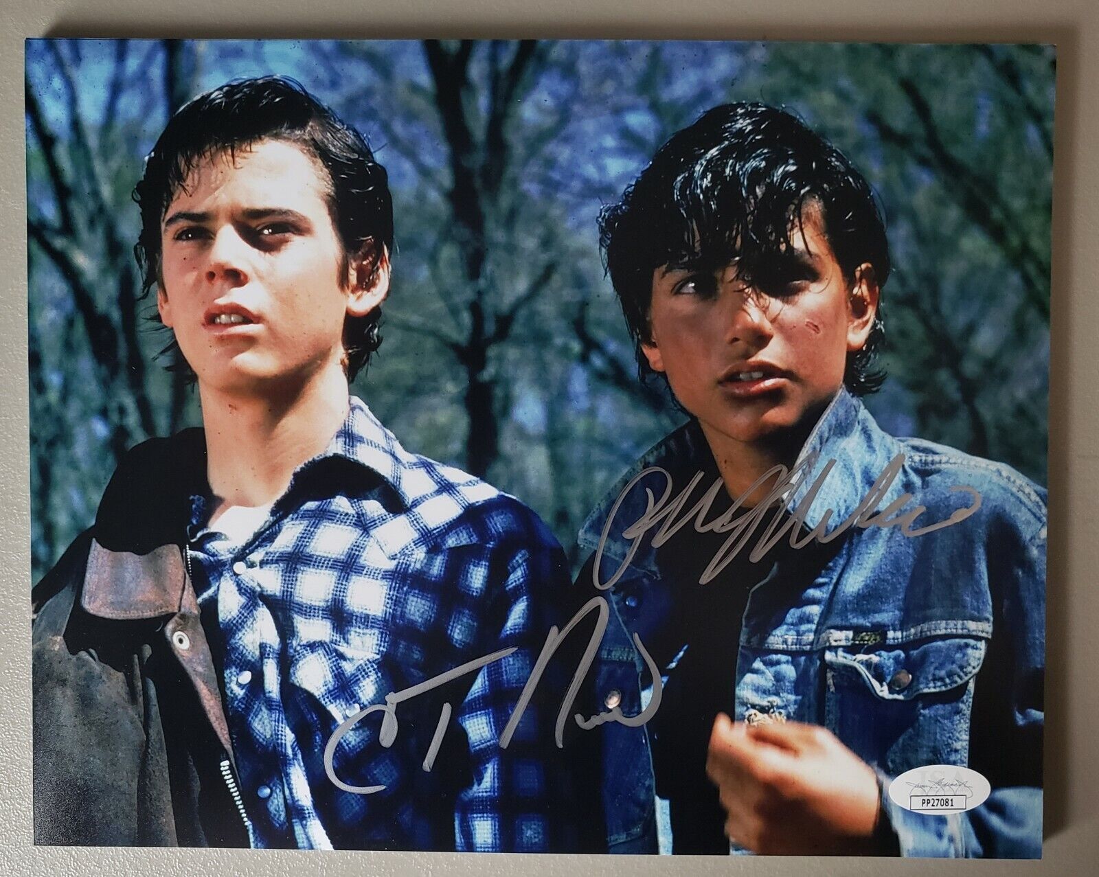 8X10 Autographed by C Thomas Howell and Ralph Macchio in The Outsiders . JSA