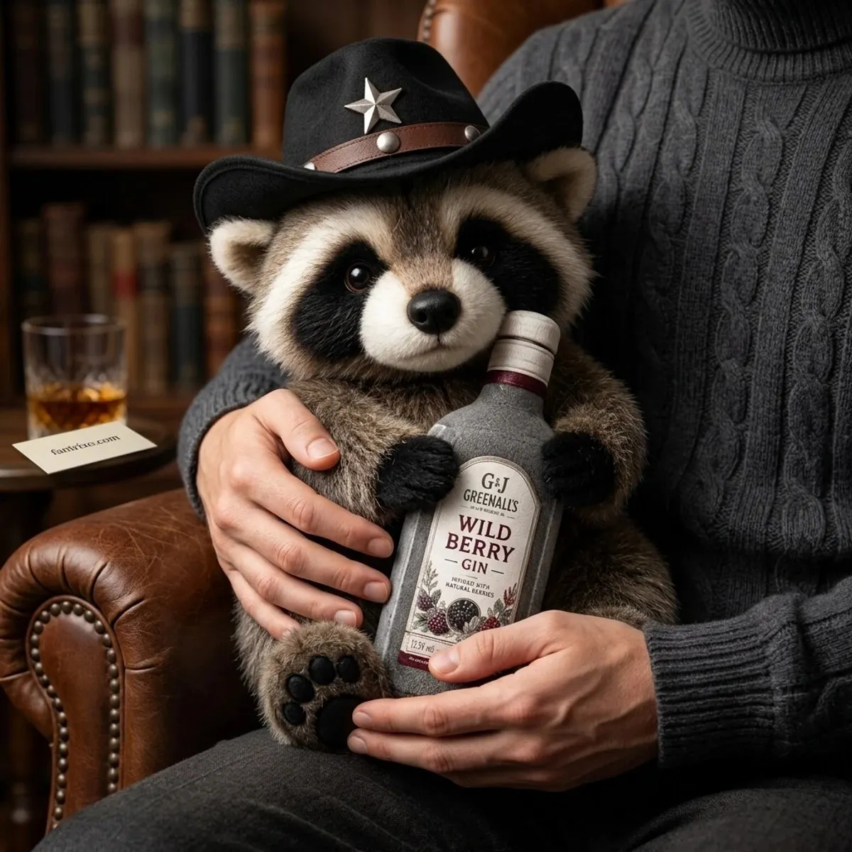 Wild West Whiskey Raccoon Collector Plush Doll