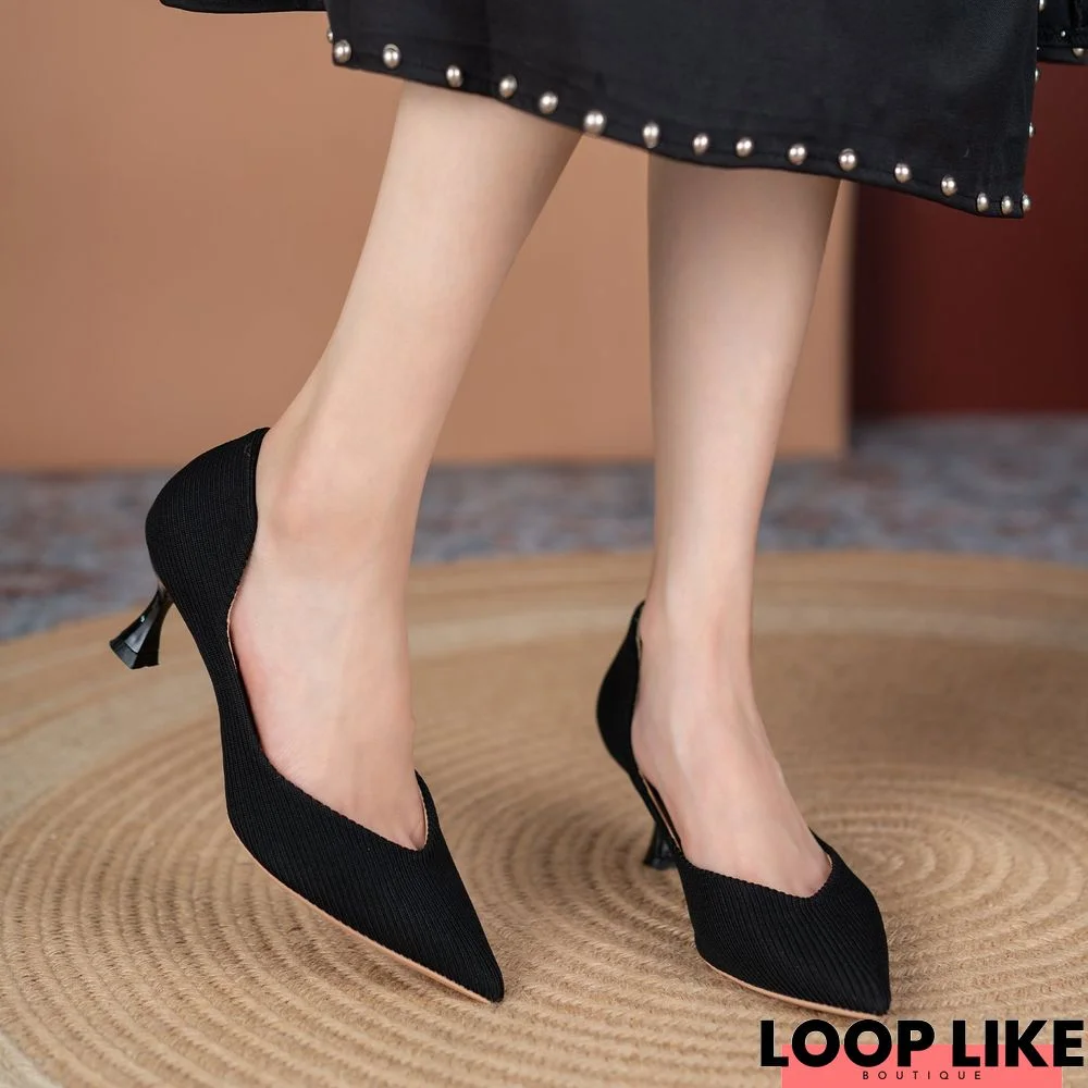 Kitten Pointed-Toe Heels Formal Dressy Shoes