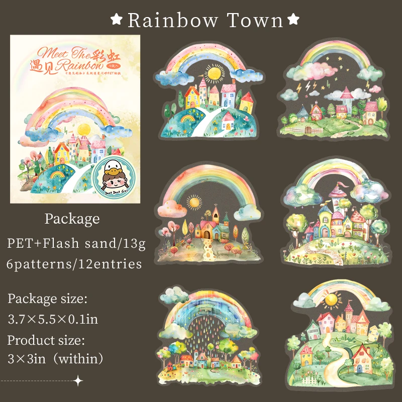 Journalsay Meet The Rainbow Series Kawaii Flower Landscaping PET Sticker 