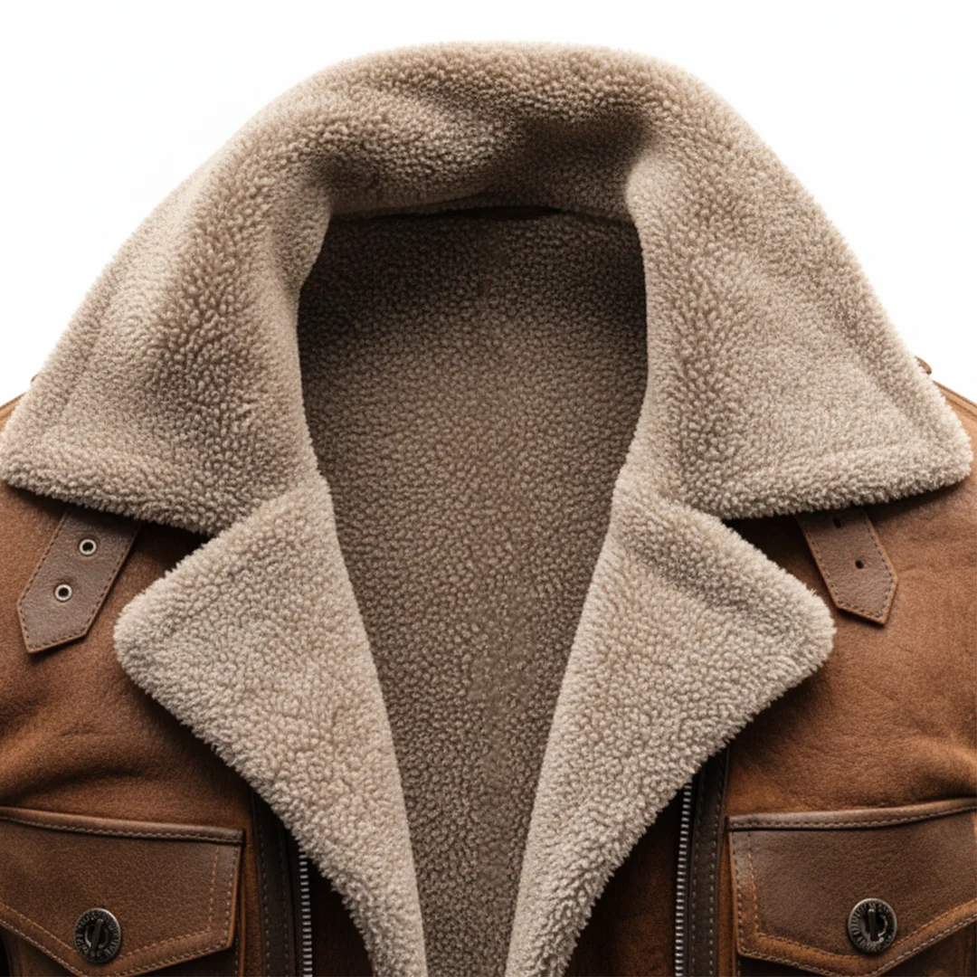Men's Vintage Brown Leather Jacket With Faux Shearling Lining