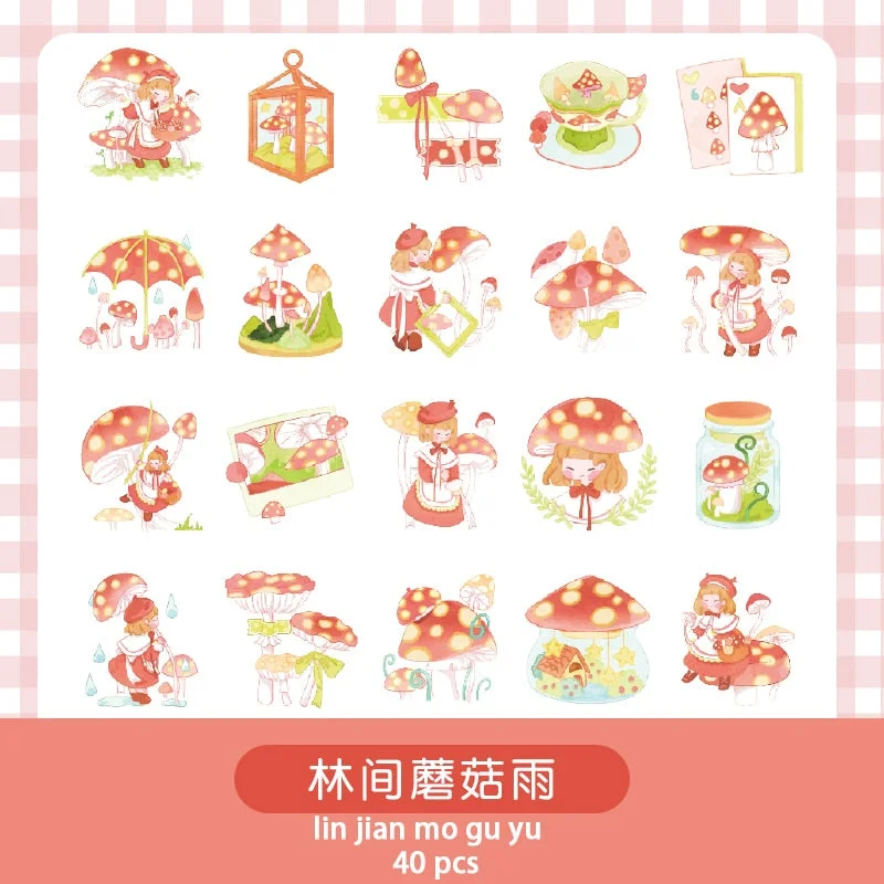 JIANWU 40Pcs Cartoon Flower Plant Stickers Pack Kawaii Journal Scrapbooking Decoration Phone Stickers Stationery School Supplies