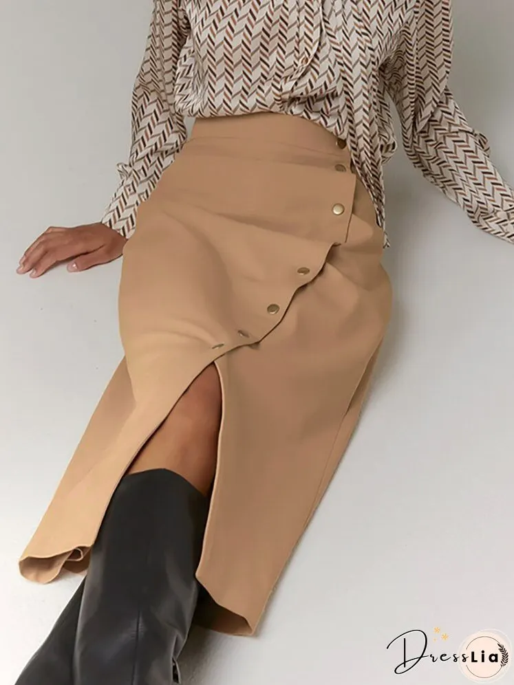 Elegant Womens High Waist A-Line Skirts Office Ladies Black Midi Chic New Fall Dress