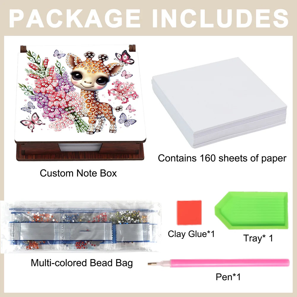 DIY Butterfly Fawn Diamond Painting Note Box Paper 160 Sheets of Paper for DIY Art Craft