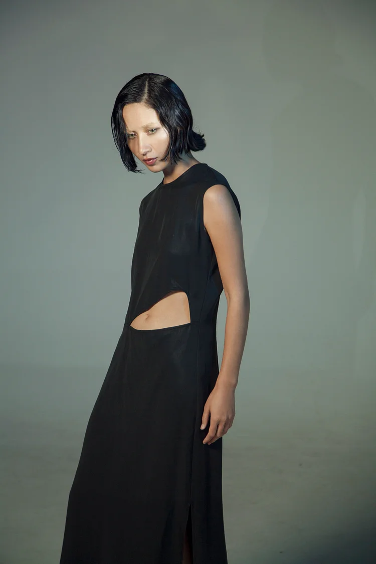 EZZAT Black Cut Out Dress - 15 Recycled Water Bottles - Black