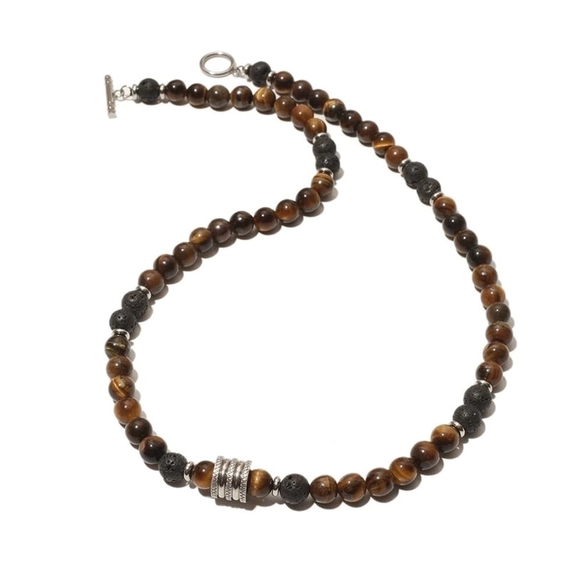 Minimalist Round Natural Stone Beaded Men’s Necklace