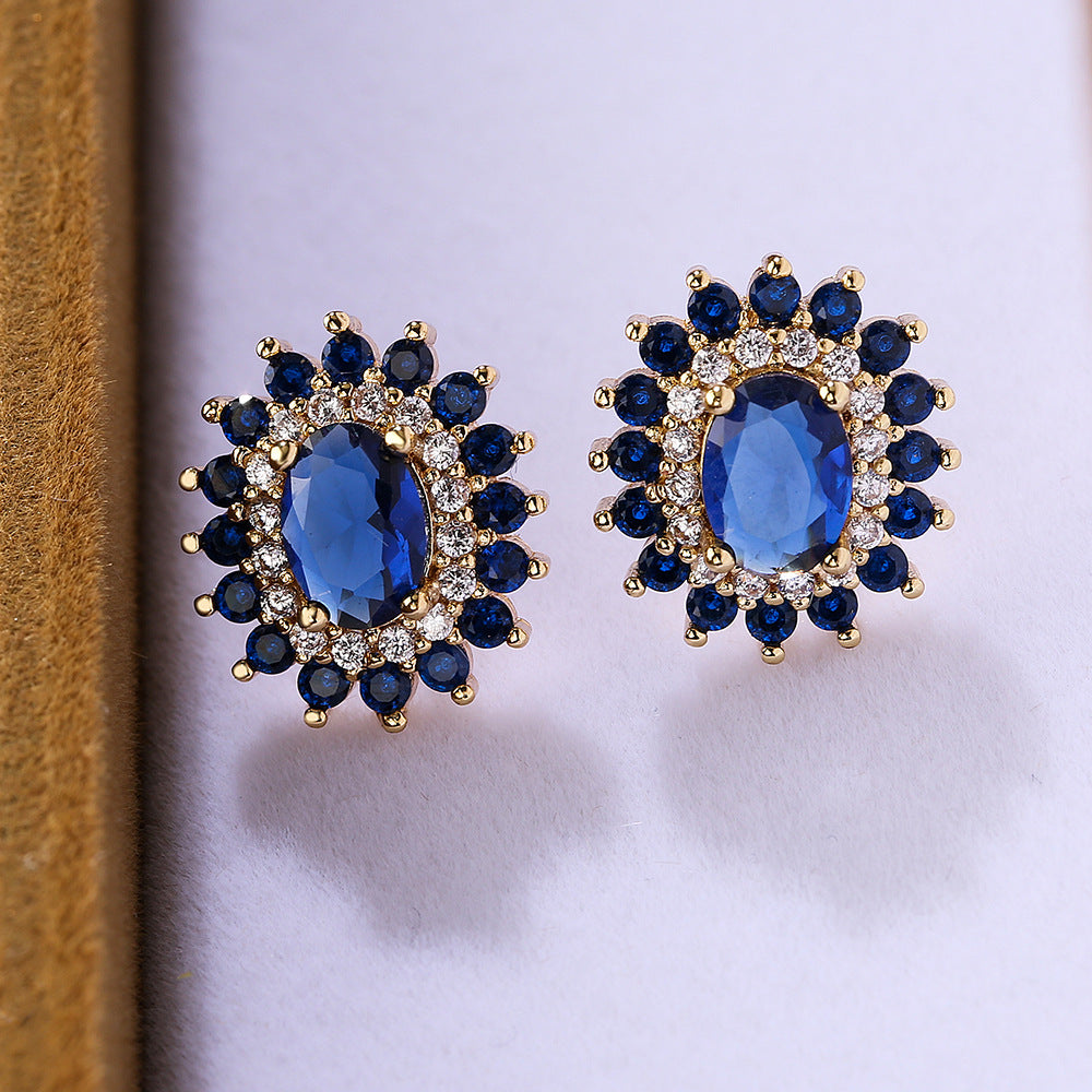 Square Geometric Copper Inlay Stud Earrings