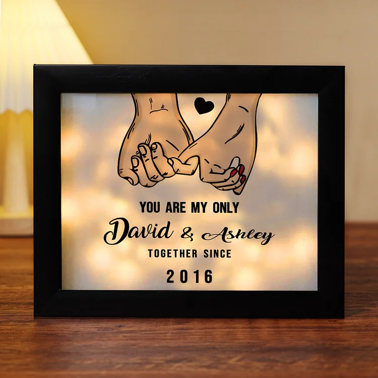 Personalized Couple Frame Custom 2 Names & Date Frame With Night Light "You Are My Only" Anniversary Gift For Him/Her 